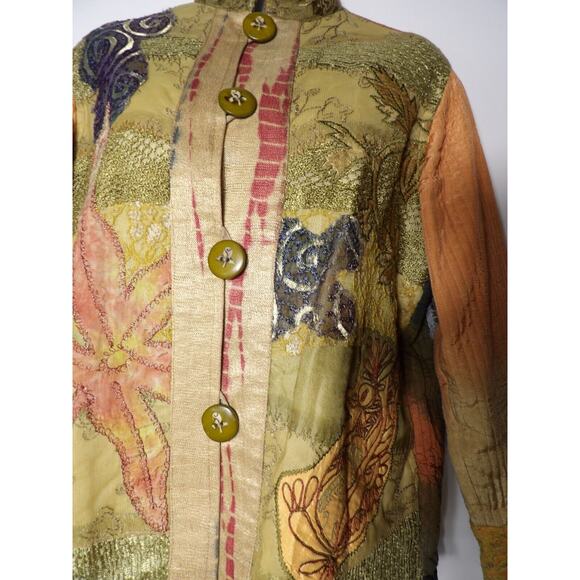 Flashback Cardigan Blazer Small Artsy Patchwork Quilted Peasant Vtg - Picture 2 of 14